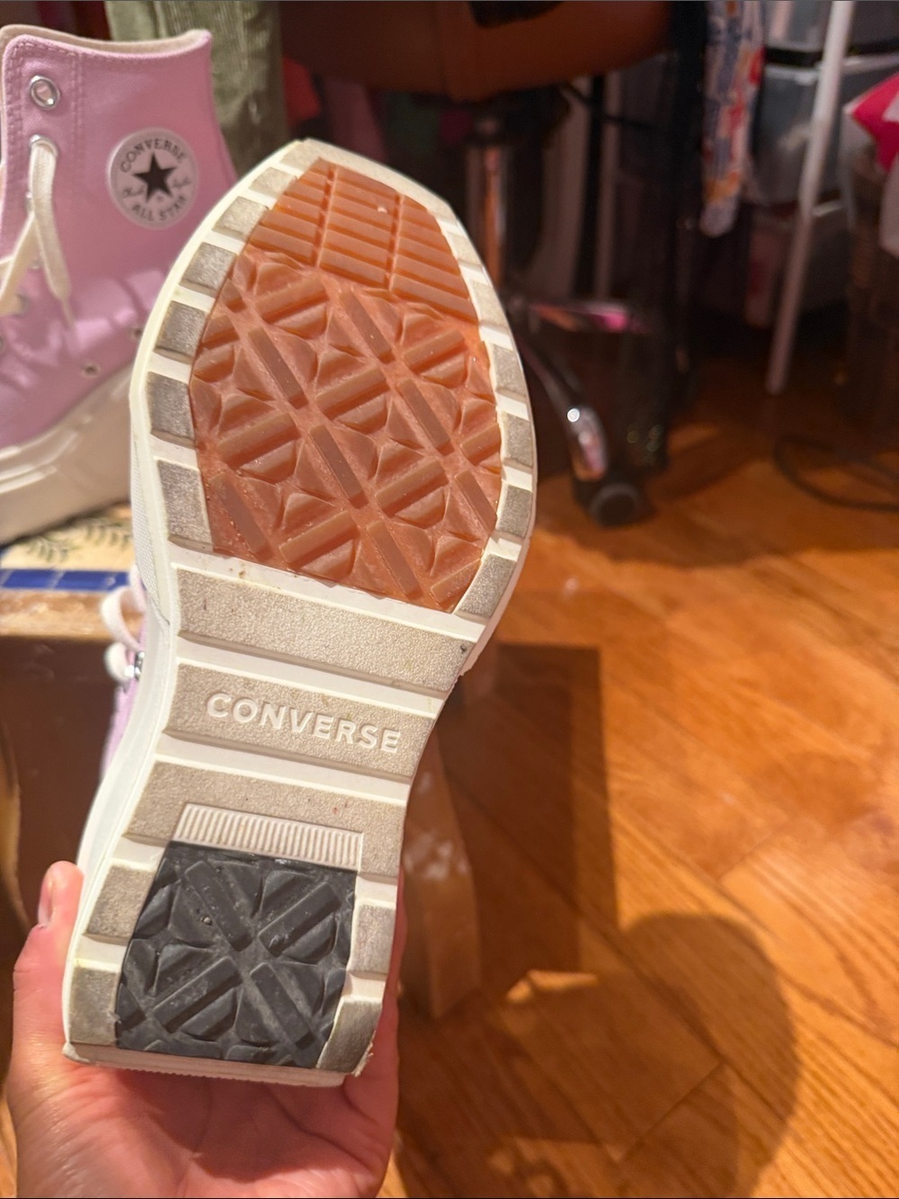 Converse Pink High-Top Platform Lift Sneakers - Picture 2 of 4